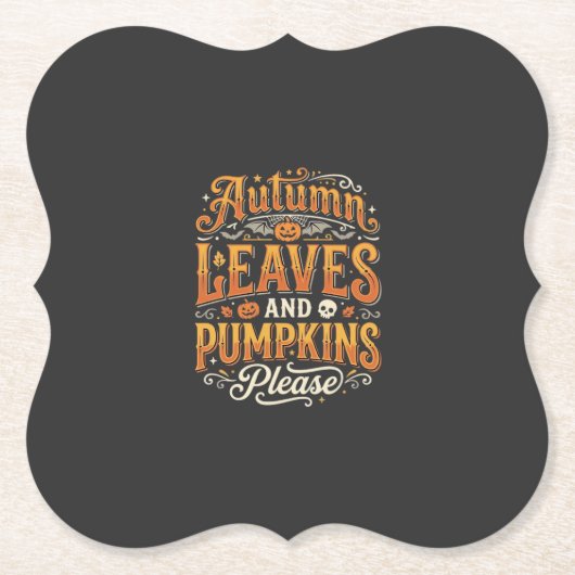 Herbstblätter und Kürbisse Bitte Halloween-Design Untersetzer (Vorderseite)