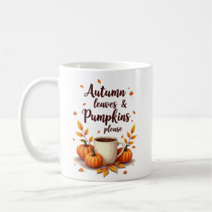 Herbstblätter und Kürbisse bitte Kaffeetasse