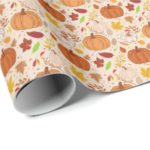 Herbstblätter und Kürbisse nahtloses Muster. Geschenkpapier