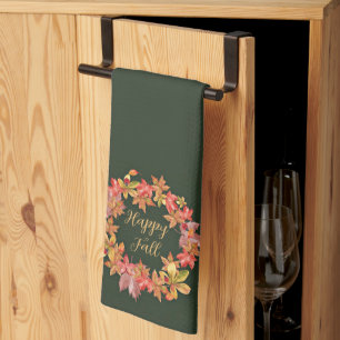 Herbstblätter und Marienkäfer mit anpassbarem Text Geschirrtuch