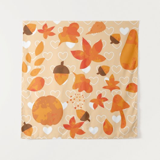 Herbstblätter und Nüsse. Schöne, handgezeichnete N Wandteppich (Vorderseite)