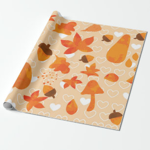 Herbstblätter und Nüsse. Schöne Natur handgezeichn Geschenkpapier