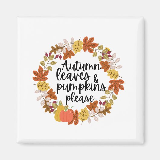 Herbstblätter und Pumpkin Bitte Magnet (Vorne)