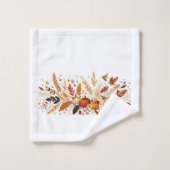 Herbstblätter und Pumpkin und Vögel Badhandtuch Set (Waschlappen)