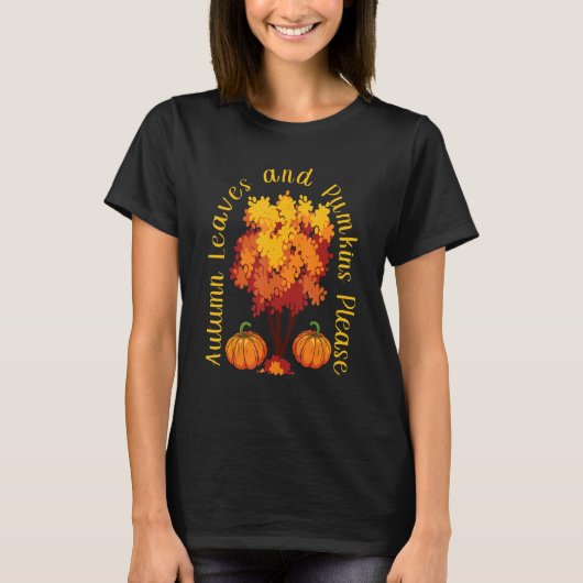 Herbstblätter und Pumpkins Bitte fallen Saisonbaum T-Shirt (Vorderseite)