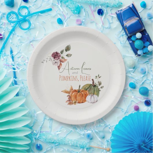Herbstblätter und Pumpkins Bitte Farbe Pappteller (Party)