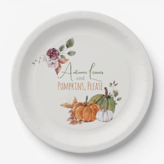 Herbstblätter und Pumpkins Bitte Farbe Pappteller