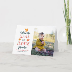 Herbstblätter und Pumpkins Bitte Feiertagskarte
