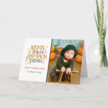 Herbstblätter und Pumpkins Bitte Ferienkarte