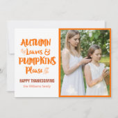 Herbstblätter und Pumpkins Bitte Foto Feiertagskarte (Vorderseite)