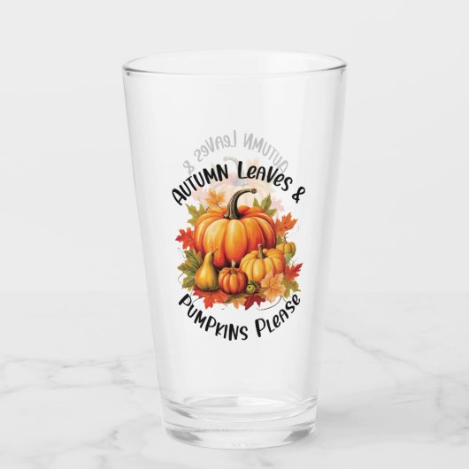 Herbstblätter und Pumpkins Bitte Glas (Rückseite)