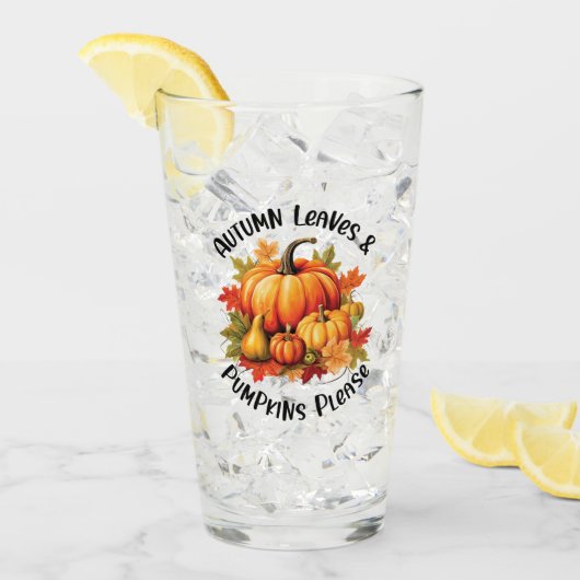 Herbstblätter und Pumpkins Bitte Glas (Vorderseite Ice)