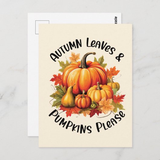 Herbstblätter und Pumpkins Bitte Postkarte (Vorne/Hinten)