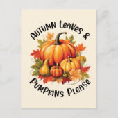 Herbstblätter und Pumpkins Bitte Postkarte (Vorderseite)