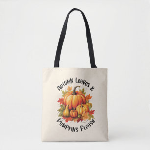 Herbstblätter und Pumpkins Bitte Tasche