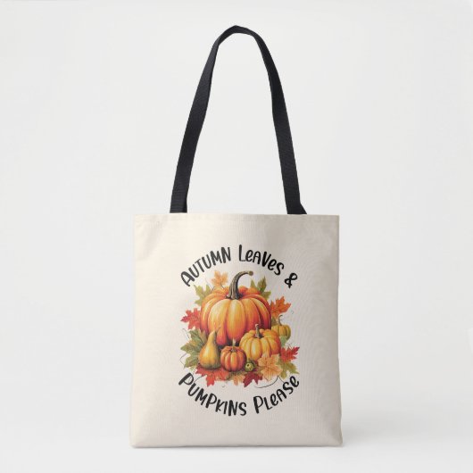 Herbstblätter und Pumpkins Bitte Tasche (Vorderseite)