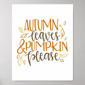Herbstblätter und Pumpkins Bitte Typografie Poster (Vorne)