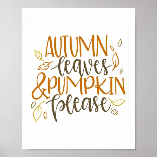 Herbstblätter und Pumpkins Bitte Typografie Poster (Vorne)