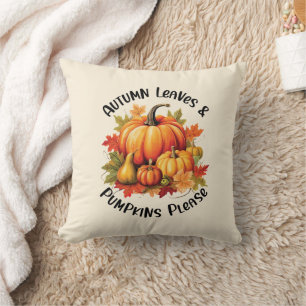Herbstblätter und Pumpkins Bitte - Whimsischer Fal Kissen