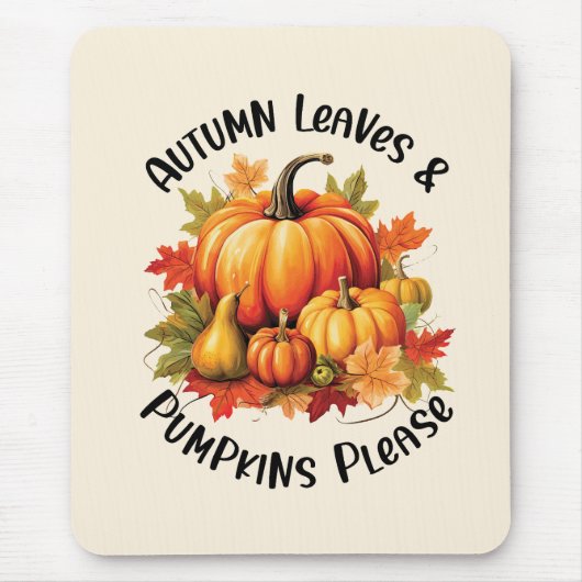 Herbstblätter und Pumpkins Bitte - Whimsischer Fal Mousepad (Vorne)