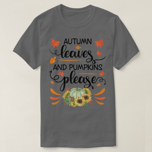 Herbstblätter und Pumpkins fallen bitte auf ein Ge T-Shirt (Design vorne)