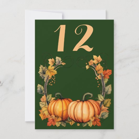 Herbstblätter und Pumpkins Hochzeitstisch No.Card Einladung (Vorderseite)