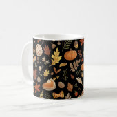 Herbstblätter und Pumpkins im Schwarzen Erntedank Kaffeetasse (Vorderseite Links)