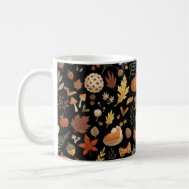 Herbstblätter und Pumpkins im Schwarzen Erntedank Kaffeetasse