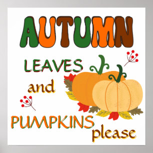Herbstblätter und Pumpkins Poster