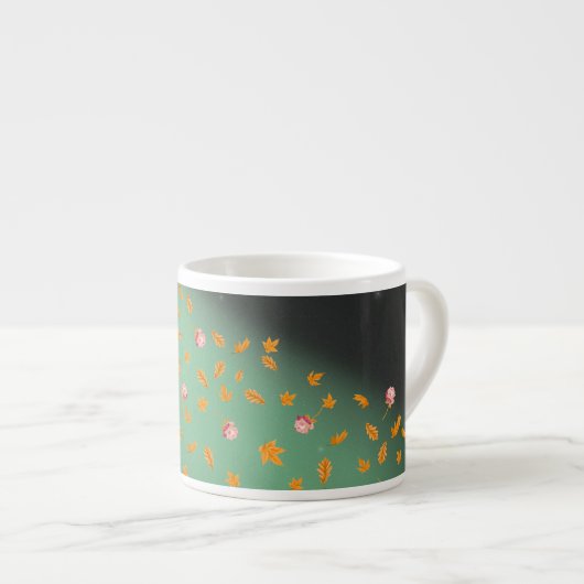 Herbstblätter und Rose Espressotasse (Vorderseite Rechts)