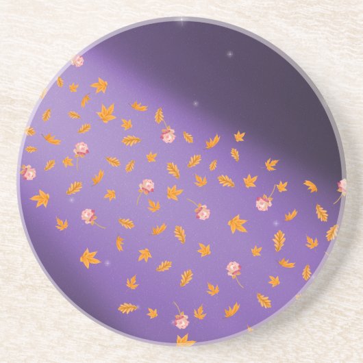 Herbstblätter und Rose Sandstein Getränkeuntersetzer (Vorne)