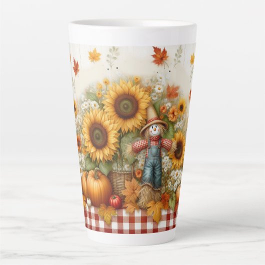 Herbstblätter und Skelettblätter mit Sonnenblumen Milchtasse (Vorderseite)