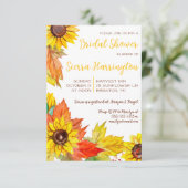 Herbstblätter und Sonnenblumen, Herbst-Brautparty Einladung (Stehend Vorderseite)