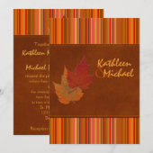 Herbstblätter und Streifen Einladung Hochzeitsfeie (Vorne/Hinten)