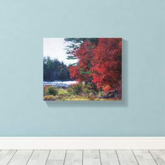 Herbstblätter und Teich Leinwanddruck (Insitu (Holzboden))