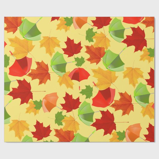 Herbstblätter und Umbrellas Geschenkpapier (Flach)
