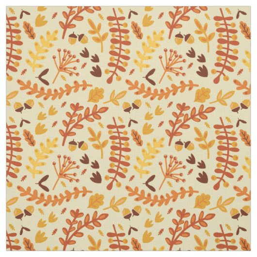 Herbstblätter und Waldbrände Berries Brauner Orang Stoff (Muster)