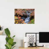 Herbstblätter und Wasserfall Foto Poster (Heimbüro)