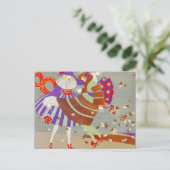 HERBSTBLÄTTER UND WIND /MODEKOSTÜMDESIGNER POSTKARTE (Stehend Vorderseite)