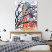 Herbstblätter und Wolkenkratzer Leinwanddruck (Insitu (Schlafzimmer))