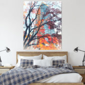 Herbstblätter und Wolkenkratzer Leinwanddruck (Insitu (Schlafzimmer))