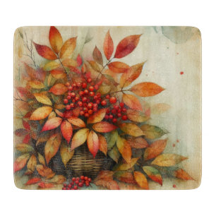 Herbstblätter vintage Aquarell Herbstfarben Schneidebrett