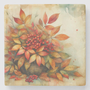 Herbstblätter vintage Aquarell Herbstfarben Steinuntersetzer