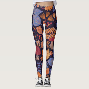 Herbstblätter, Vintage Pilzbilder. Leggings