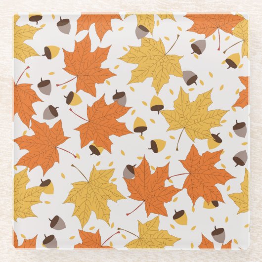 Herbstblätter, Vintages nahtloses Design. Glasuntersetzer (Vorderseite)