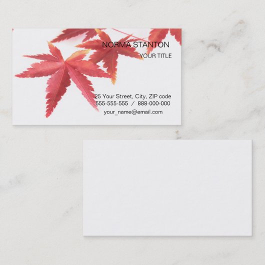 Herbstblätter Visitenkarte (Vorne/Hinten)