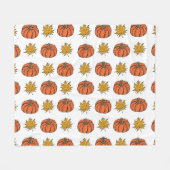 Herbstblätter: Von Hand Gezeichnet Kürbismuster Fleecedecke (Vorderseite (Horizontal))