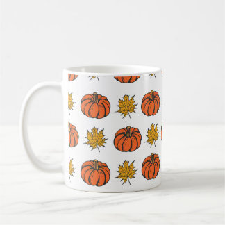 Herbstblätter: Von Hand Gezeichnet Kürbismuster Kaffeetasse
