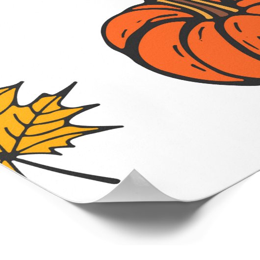 Herbstblätter: Von Hand Gezeichnet Kürbismuster Poster (Ecke)