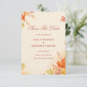Herbstblätter Warm Elegant Save The Date (Stehend Vorderseite)